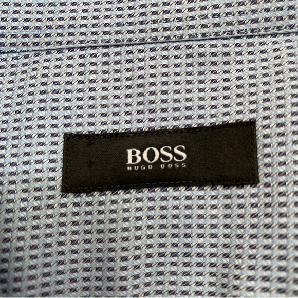 Hugo Boss Geometric Checkered Cutaway Collar Button Up Shirt - Picture 10 of 12